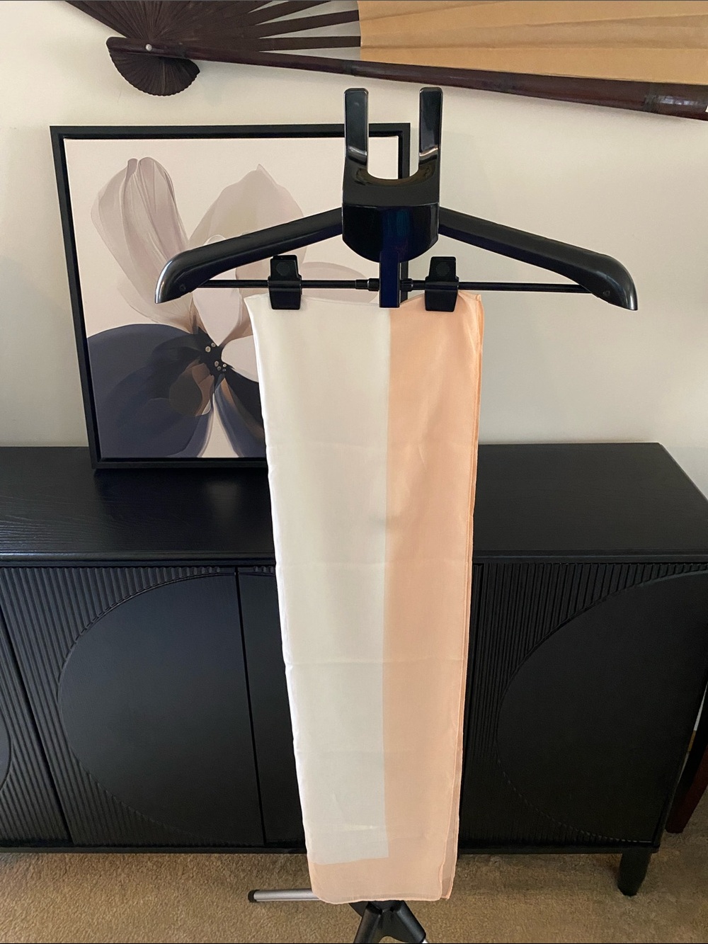 Vintage 90’s Two Toned Peach and Cream 100% Polyester Scarf